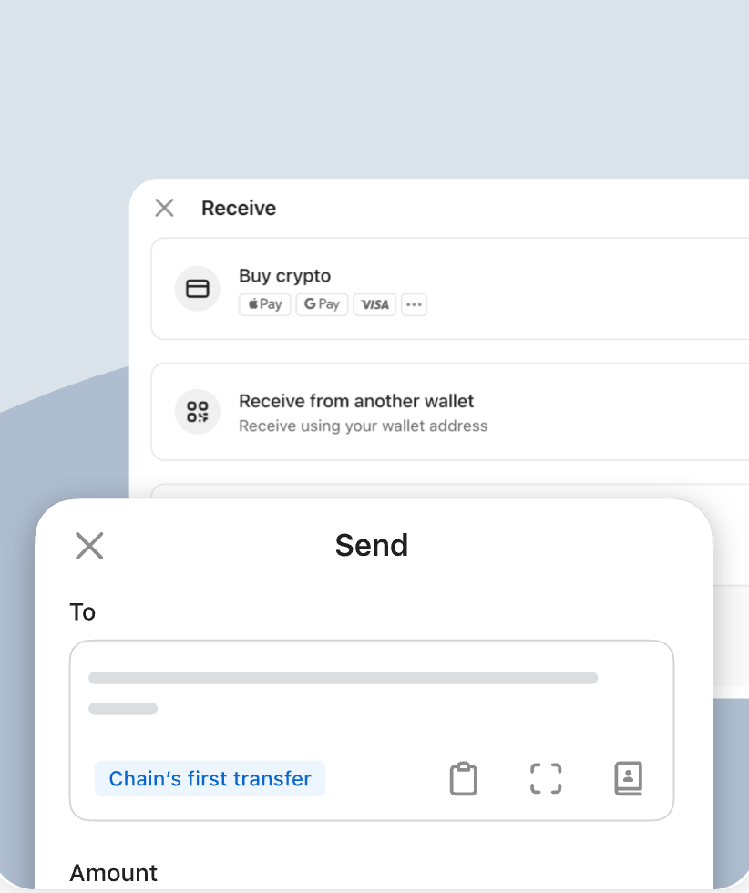 OneKey App 收发加密资产操作界面