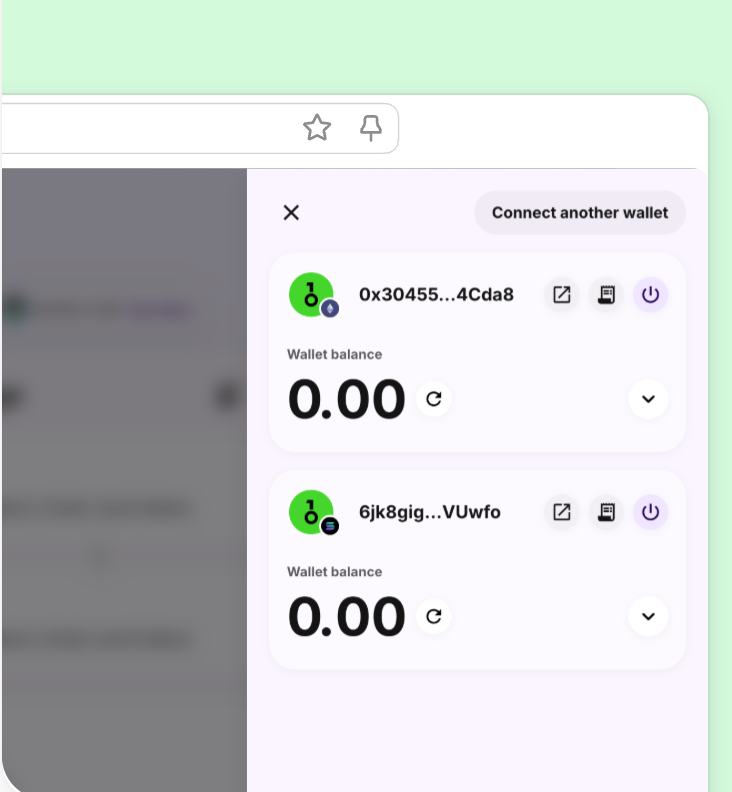 多网络 Web3 应用连接卡片示意图