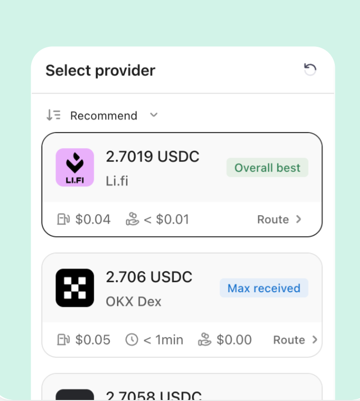 交易路由自动选择卡片示意图